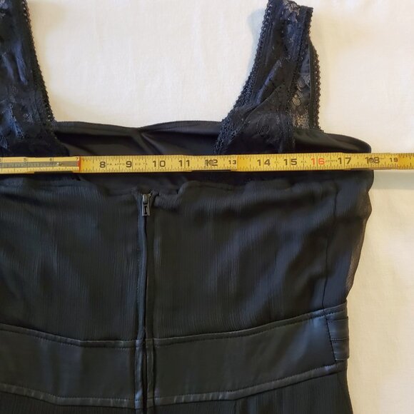 Royal Bones Black Sheer Chiffon Lace Strap Faux Leather Waistband High Low Dress - Picture 11 of 16